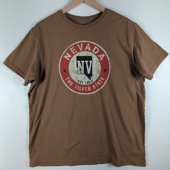 State of Mind Nevada Graphic T-Shirt XL Brown USA Tee Casual - Picture 16 of 16